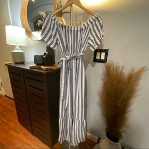 Isabel Maternity XS blue striped maxi dress